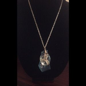Wire Wrapped Sea Glass Necklace with 18” Chain